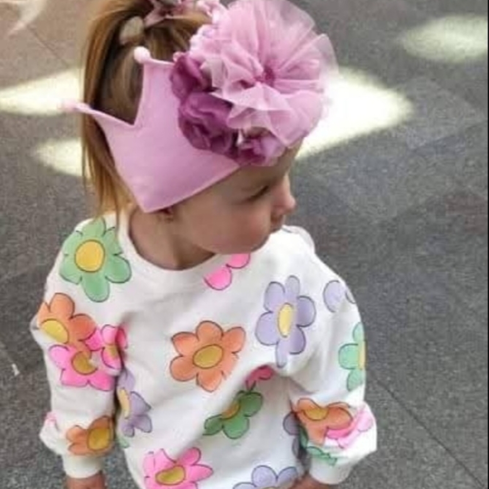 Handmade Floral Pink and Purple Kids Hair Crown